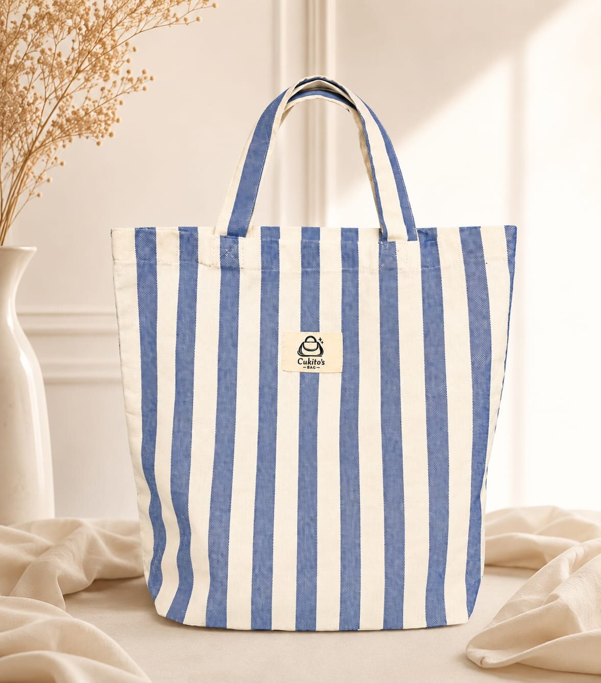 Bolsa tote de rayas azules de Cukito's Bag