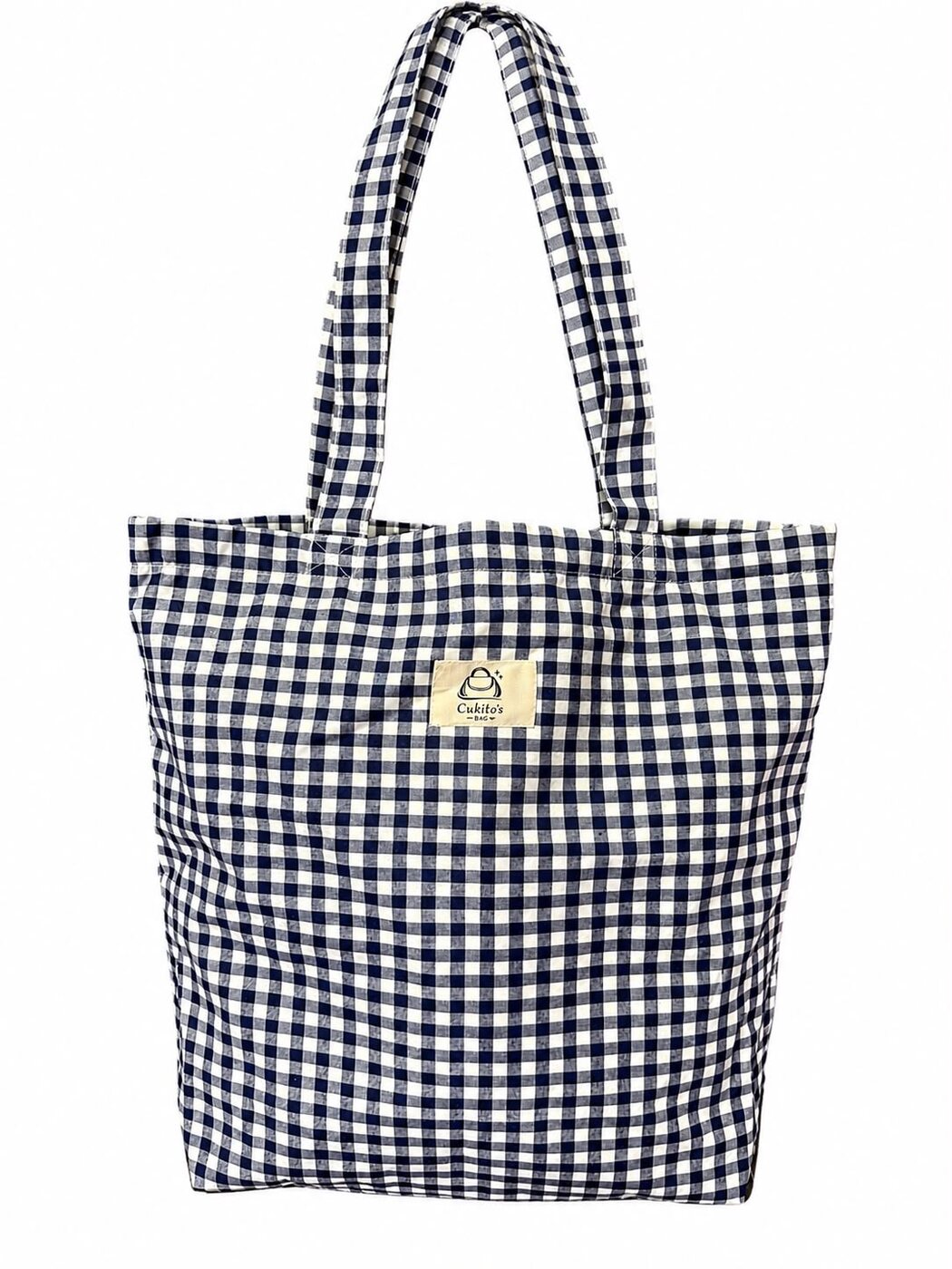 Bolsa Grande Sin Cremallera Vichy Azul Marino